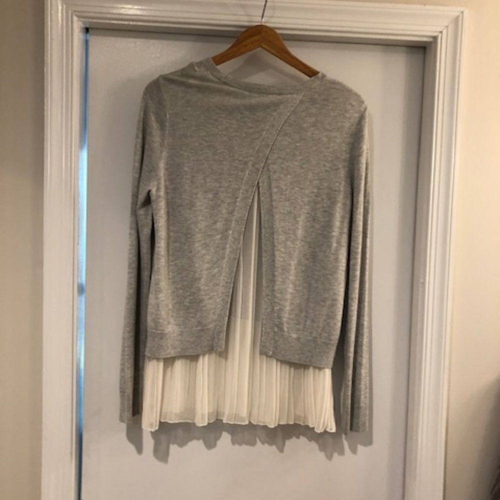 Grey Split Back Sweater With Sheer Underlay - image 4